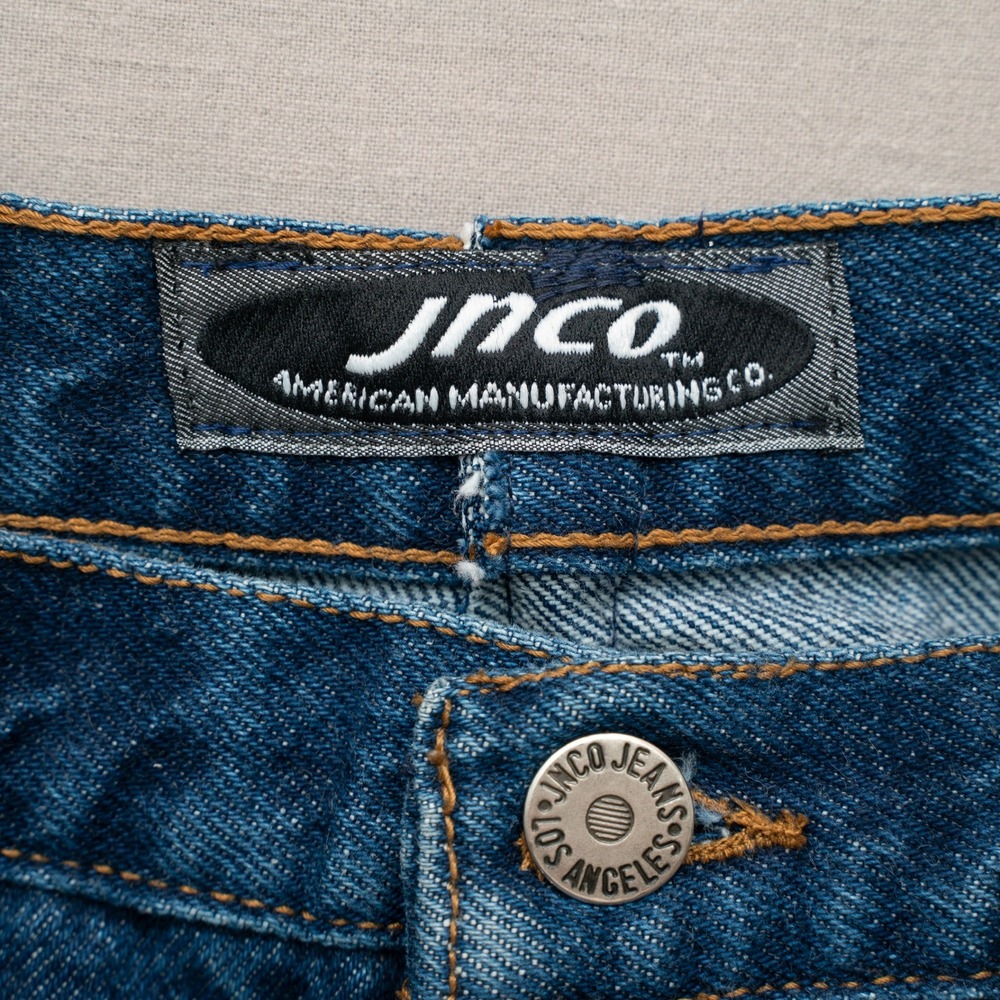 Vintage JNCO Dark Wash Denim Mega Baggy Jeans 13.5 Leg Opening Modified Pants 38 - Picture 6 of 10